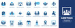 © SokretiRani - Meeting icon set featuring conferences, teamwork, conference, discussion, meet, seminar, group, job, leadership, manager, resource, team, ,and collaboration symbols for business use.