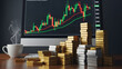 © dotmagic - Gold and silver bars on desk with stock market chart on computer screen