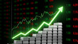 © dotmagic - Rising graph and silver bars representing investment growth