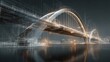 © Johannes - vision of architecture of a 3d model bridge project with blueprint