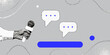 © Sanjoy - Interview setup with a microphone and speech bubbles in a modern design
