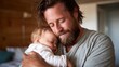 © Larisa AI - A warm moment between a father and his infant, capturing tender emotions as he lovingly cradles the baby, embodying the joys of parenthood and close connection.