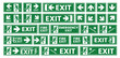 © Icon Legend  - Emergency exit sign set. Man running out fire exit. Running man and exit door sign. Escape help evacuation. Safety vector symbol.