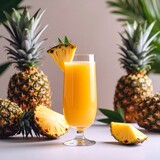 fresh pineapple juice in a fancy glass