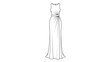© Kawsar_Studio1998 - A simple black and white fashion sketch of a long elegant sleeveless dress with a tied waist