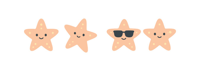  Cute star characters with smiling faces and sunglasses