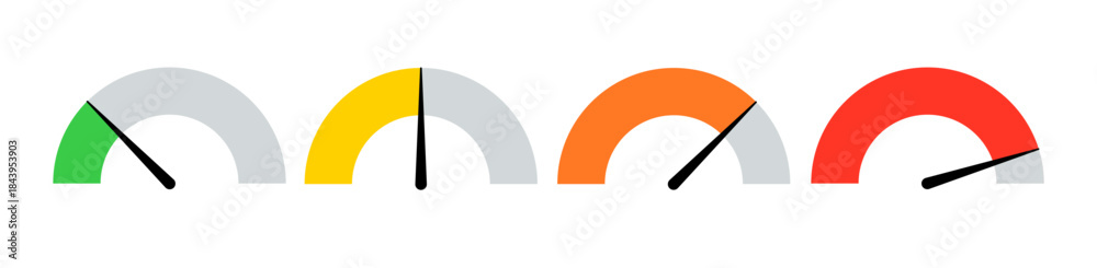 Speedometer icon high score bar scale indicator. Meter dashboard credit ...