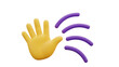 © 3D - Stylized 3d rendered waving yellow hand with vibrant purple lines illustration on black