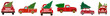 © OS - Christmas Tree Delivery Trucks Set — Holiday Pickup Cars Transporting Fir Trees from Christmas Tree Farm and Market