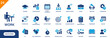 © icon - Work icon. Includes salary, career growth, job search, work schedule, and work report. Solid vector icon set.