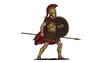 © Bening - Ancient Greek warrior in armor with shield and spear ready for battle