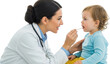 © People Stock - Smiling doctor examining a young child's throat with a tongue depressor isolate examination medical healthcare