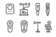 © Volodymyr - Weather monitoring linear icon set. featuring thermometer, anemometer, hygrometer, and solar panel symbols