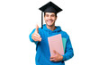 © luismolinero - Young university graduate man over isolated background shaking hands for closing a good deal