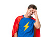 © luismolinero - Super Hero caucasian man over isolated background laughing