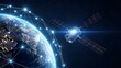 © MDSHAMSU - Global network connecting the earth with digital data streams and bright light flares