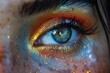 © Miramiska - Close-up portrait of a beautiful eye featuring shimmering eyeshadow and dramatic, long eyelashes. Evokes glamour, beauty, and attention to detail. Perfect for beauty, cosmetics, or fashion campaigns.