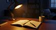 © Innovate Visuals - Cozy late night study scene with warm lamp light illuminating an open book and coffee