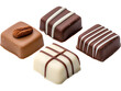 © Oksana_Latysheva - Assorted chocolate candies with striped decoration, perfect for premium sweets advertising, holiday treats, and confectionery packaging.