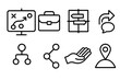 © Іван Ніколов - Strategic Pathway Icons. Professional Guidance linear set: strategy chart, briefcase icon, direction grid, coaching arrow, decision bubble, progress nodes, support hand, goal