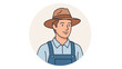 © Royko - Friendly farmer in hat and overalls avatar illustration isolated on white background