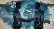 © KarpenArt Studio - global business partnership handshake with city skyline and world map background
