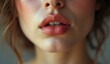 © Adeniadit - Close-up of Woman's Full Lips with Natural Makeup