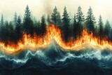 Forest fire and rising water levels illustrate climate change impact on nature