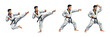 © IJ-studio - Geometric style martial arts kick sequence illustration of male fighter