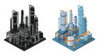 © MdEmran - Isometric industrial complex with oil refinery structures and pipeline network illustration