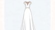 © Potanaman - Elegant White Wedding Dress with V-Neck and Cap Sleeves.