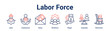 © oka - Labor Force banner web icon vector illustration concept for business with icon of Labor, Employment, Salary, Workforce, Wages, Inequality.