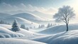 © pinan - minimal snow landscape, soft rolling snowy hills, bright natural lighting, clean white winter scene, subtle shadow gradients, peaceful christmas mood