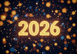 © Rashed - The image displays the golden number 2026 in the center, rendered with a sparkling