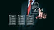 © PRIM - Businessman touching virtual 2026 tax return icon. Concept of corporate financial planning, future digital audit, government compliance, paying business vat, and economy growth.