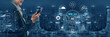 © InfiniteFlow - The Web 3.0 technology ecosystem, the next generation of the internet. A concept of a decentralized web with AI, blockchain, NFT, and cryptocurrency. Motif