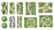 © dalkosaminrah - Set of Park Map Top View Vector Illustrations for Game Design or Landscape Planning isolated on white