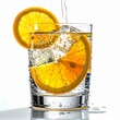© Vader Stocker - Refreshing Glass of Water with Orange Slices on White Background