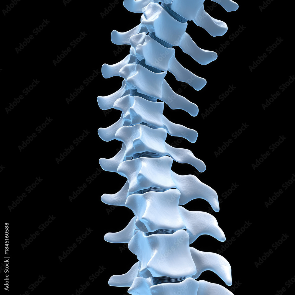 Ilustración de Stock High-detail 3D lumbar spine rendering showing ...