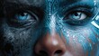 © AnnovaGraphics - Intriguing portrait of a person with striking blue eyes and face paint