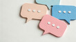 © Lastwizard Shop - Online presence creative visual. Colorful speech bubble icons with soft pastel tones create playful and communicative vibe