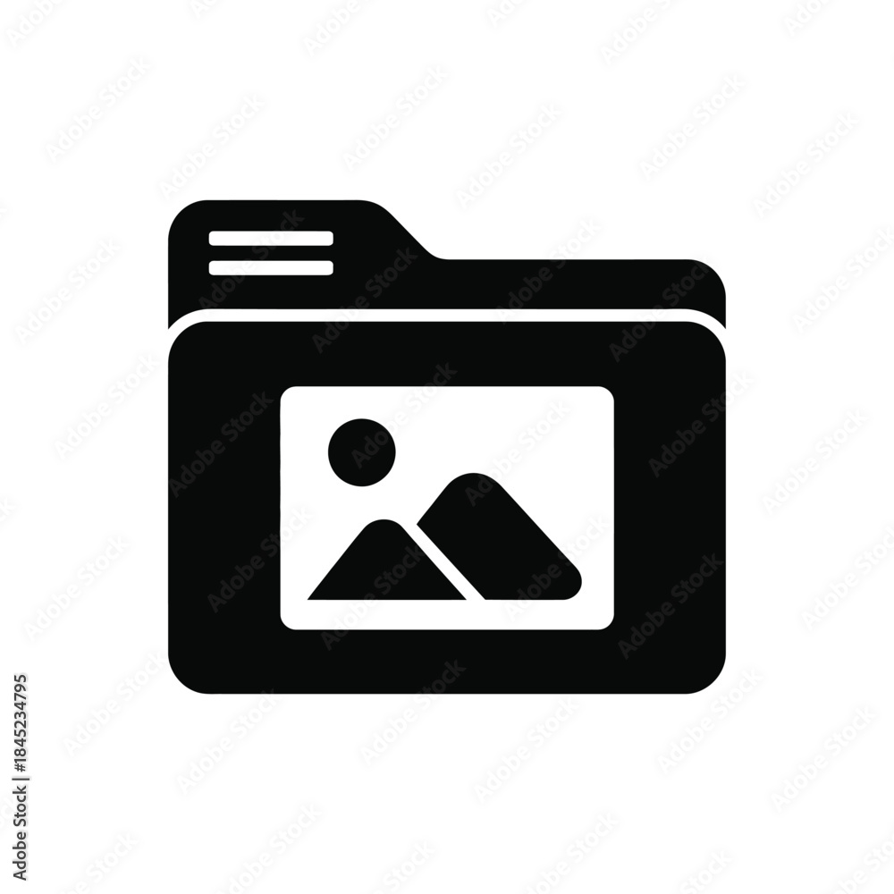 Digital image file folder icon representing graphic data storage and ...