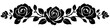 © Arun - Horizontal black rose floral border with three blooming roses leaves and buds in bold silhouette style isolated on white background