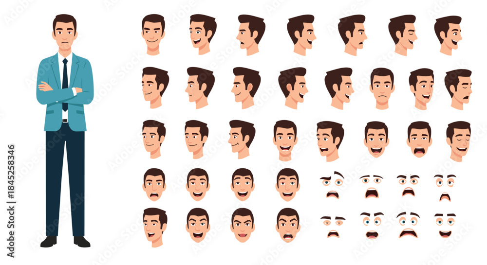 Character Jpeg Complete character creation set for a businessman in a suit featuring ...