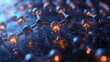 © Ascents - Abstract glowing molecular structure rendering with dark blue background