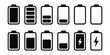 © Mizu Ahmed 1 - battery icons set presenting clean black vector designs of battery charge indicators, power level