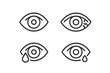 © icon_art - Four line icons representing normal, irritated, and tearing eye conditions