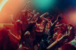 © master1305 - Joyful crowd dancing under cinematic colorful lights. Concept of collective happiness, emotional expression, night freedom, music driven unity and New Year celebration mood.