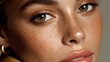 © Yanina - Natural beauty close-up portrait of young woman with freckles and glowing skin