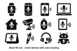 © OLEKSANDR - Smartphone pen smart hub voice mic laptop icons home virtual vector icon